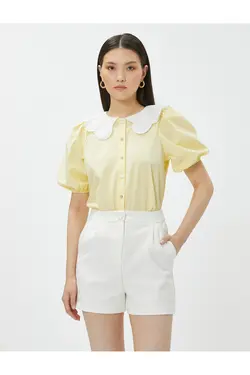 آستین بادکنکی پیراهن یقه دوزی شده نوزاد - یاری شاپ