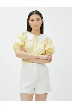 آستین بادکنکی پیراهن یقه دوزی شده نوزاد - یاری شاپ