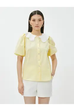 آستین بادکنکی پیراهن یقه دوزی شده نوزاد - یاری شاپ