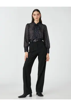 آستین بادکنکی یقه بلوز شیفون براق - یاری شاپ