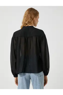 آستین بادکنکی یقه شیفون پیراهن شیفون - یاری شاپ