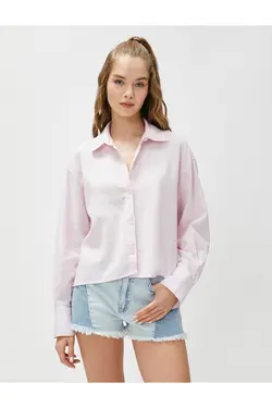 آستین بلند پیراهن کتانی ترکیبی برش دکمه - یاری شاپ