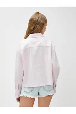 آستین بلند پیراهن کتانی ترکیبی برش دکمه - یاری شاپ