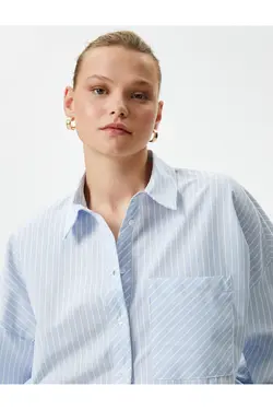 آستین بلند دکمه دار با جیب پیراهن بزرگ - یاری شاپ