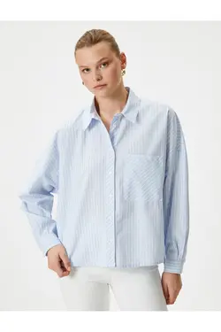 آستین بلند دکمه دار با جیب پیراهن بزرگ - یاری شاپ