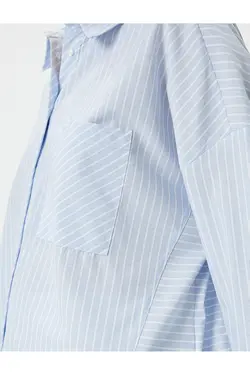 آستین بلند دکمه دار با جیب پیراهن بزرگ - یاری شاپ