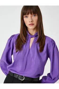 آستین بلند یقه بلوز ساتن - یاری شاپ