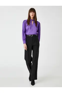 آستین بلند یقه بلوز ساتن - یاری شاپ