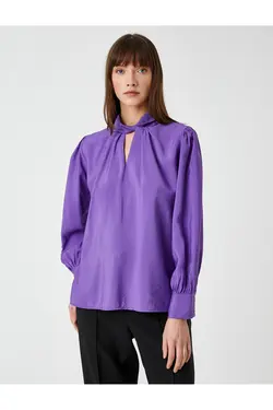 آستین بلند یقه بلوز ساتن - یاری شاپ