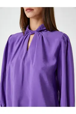 آستین بلند یقه بلوز ساتن - یاری شاپ