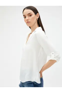 آستین بلوز یقه پیراهن با جزئیات تاشو - یاری شاپ