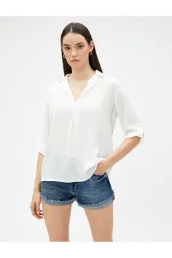 آستین بلوز یقه پیراهن با جزئیات تاشو - یاری شاپ
