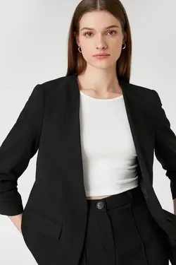 آستین کت کت کت و شلوار مفصل جلو باز بدون یقه - یاری شاپ