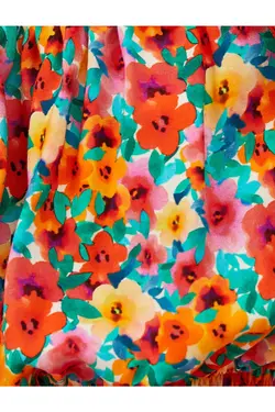 آستین کوتاه بلوز گلدار طرح فوشیا زنانه - یاری شاپ