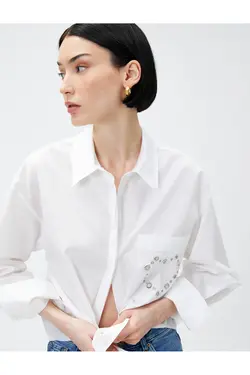 برش پیراهن منگنه با جزئیات پنبه جیبی - یاری شاپ