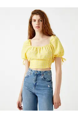 بلوز آستین بادکنکی Gingham - یاری شاپ