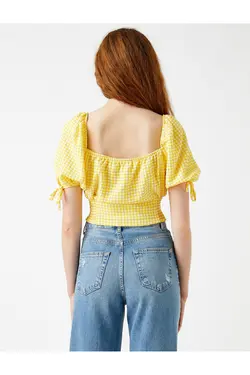 بلوز آستین بادکنکی Gingham - یاری شاپ