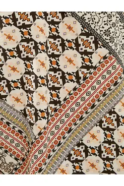 بلوز آستین بادکنکی با طرح های قومی پنجره ترکیبی از ویسکوز با جزئیات - یاری شاپ