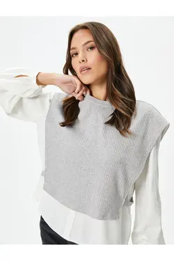 بلوز آستین بادکنکی دو پارچه استفاده از ویسکوز یقه خدمه - یاری شاپ