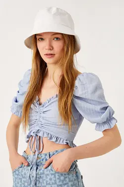 بلوز آستین بادکنکی زنانه 2sal60085ıw - یاری شاپ