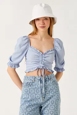 بلوز آستین بادکنکی زنانه 2sal60085ıw - یاری شاپ