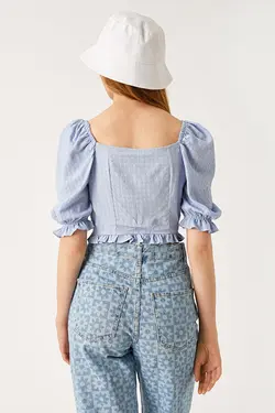 بلوز آستین بادکنکی زنانه 2sal60085ıw - یاری شاپ