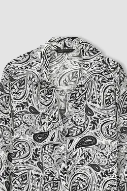 بلوز آستین بلند پارچه ای با طرح یقه V شکل معمولی - یاری شاپ