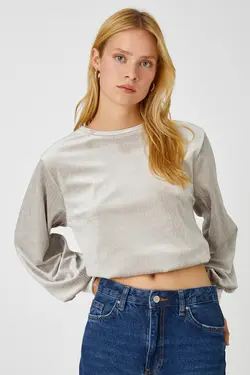 بلوز آستین بلند مخملی شتری Xl - یاری شاپ