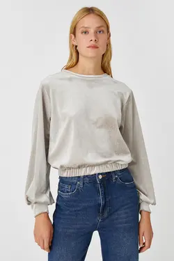 بلوز آستین بلند مخملی شتری Xl - یاری شاپ