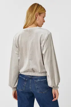 بلوز آستین بلند مخملی شتری Xl - یاری شاپ