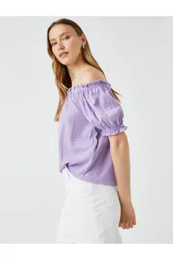 بلوز آف شولدر آستین بادکنکی کوتاه - یاری شاپ