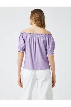 بلوز آف شولدر آستین بادکنکی کوتاه - یاری شاپ