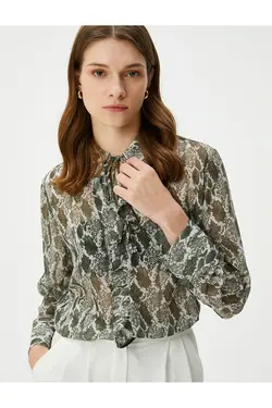 بلوز ابریشمی آستین بلند با طرح پوست مار - یاری شاپ