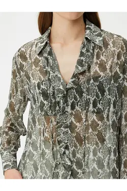 بلوز ابریشمی آستین بلند با طرح پوست مار - یاری شاپ