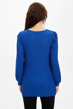 بلوز بارداری آستین بلند زنانه آبی منظم S1702AZ20AU - یاری شاپ