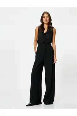 بلوز بدون آستین یقه V-Rffles Fit منظم - یاری شاپ