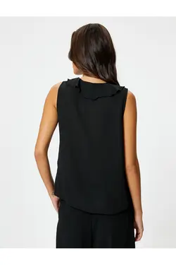 بلوز بدون آستین یقه V-Rffles Fit منظم - یاری شاپ