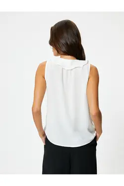 بلوز بدون آستین یقه V-Rffles Fit منظم - یاری شاپ