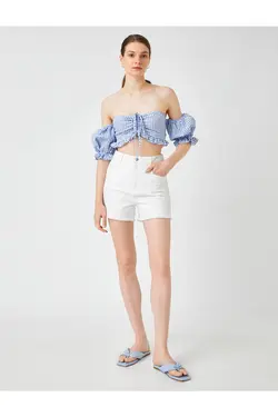 بلوز برش آف شانه آستین بادکنکی - یاری شاپ