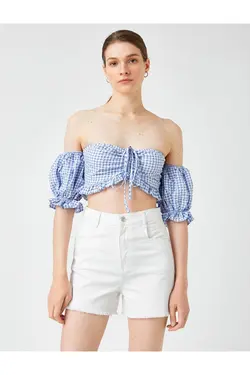 بلوز برش آف شانه آستین بادکنکی - یاری شاپ