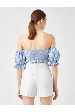 بلوز برش آف شانه آستین بادکنکی - یاری شاپ