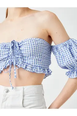 بلوز برش آف شانه آستین بادکنکی - یاری شاپ