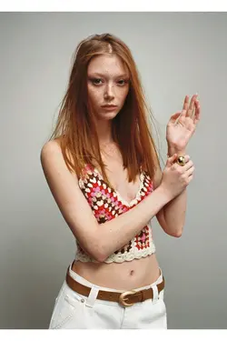 بلوز بریده قلاب بافی - یاری شاپ