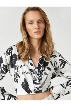 بلوز پاکت برش یقه پیراهن آستین بلند - یاری شاپ