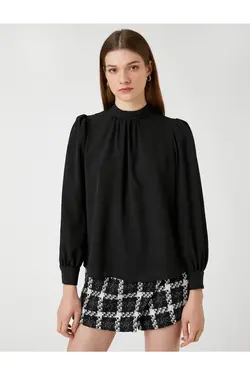 بلوز پرده با یقه بلند آستین بلند - یاری شاپ