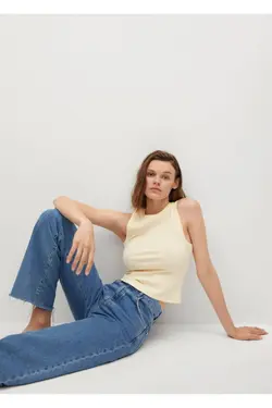 بلوز پلی استر بازیافتی زرد زنانه - یاری شاپ