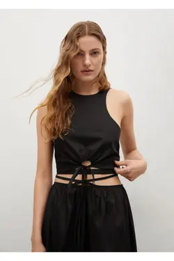 بلوز تاپ پاپیونی مشکی زنانه - یاری شاپ