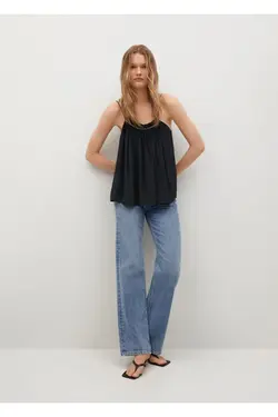 بلوز تاپ زنانه مشکی بنددار - یاری شاپ