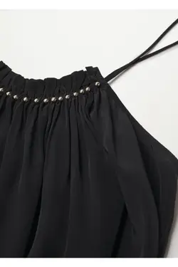 بلوز تاپ زنانه مشکی بنددار - یاری شاپ