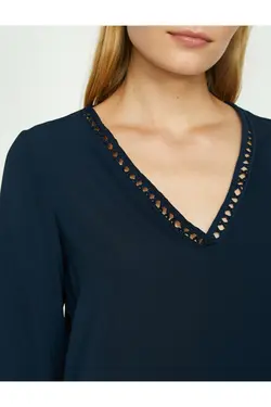 بلوز توری آبی سرمه ای زنانه - یاری شاپ